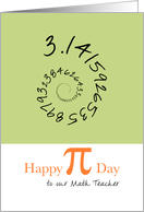 Happy Pi Day to a Math Teacher, 3.14 card
