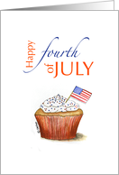 Happy fourth of July - Cupcake and American Flag card