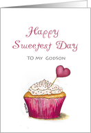 Sweetest Day - Godson - Cupcake with Heart card