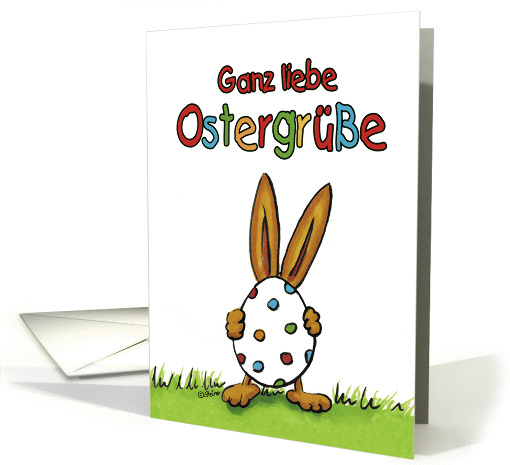 Deutsch Frohe Ostern mit Osterhasen und Ei/ German Happy Easter card