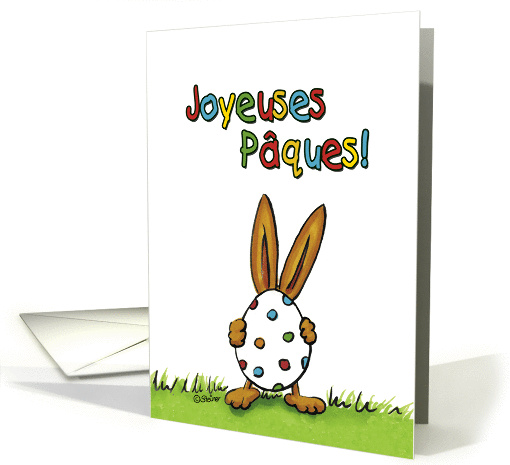 Joyeuses Pques! French Happy Easter - Rabbit with Egg card (912229)