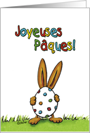 Joyeuses Pâques! French Happy Easter - Rabbit with Egg card