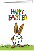 Happy Easter - Humorous, whimsical Rabbit with Egg card