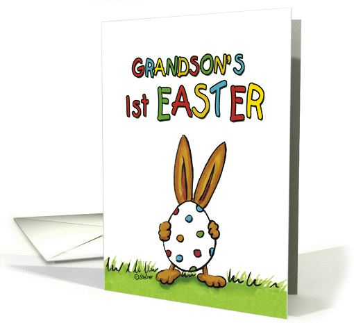Grandson's First Easter - 1st Easter, Humorous, whimsical Rabbit card