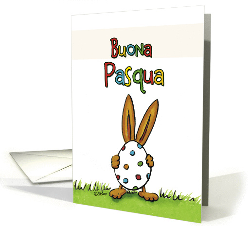 Buona Pasqua, Italian Easter Wishes, whimsical with two Rabbits card