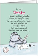 Birthday - Humorous, Whimsical Card with Hippo card