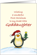 First Christmas for Goddaughter - Cute Christmas Card with Penguin card