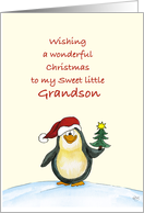 First Christmas for Grandson - Cute Christmas Card with Penguin card