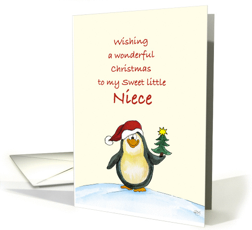 First Christmas for Niece - Cute Christmas Card with Penguin card