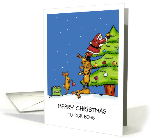 Christmas to our Boss - Teamwork Card with Reindeers card (918530)