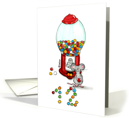 Sweet 12th Birthday Card - Cute Mouse with gumball Machine card