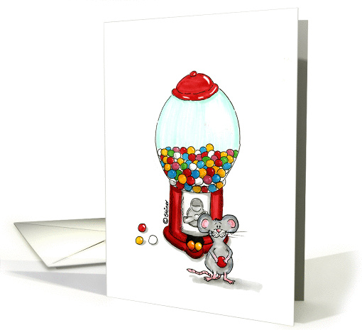 Cute Mouse with gumball Machine card (918734)