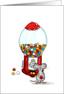 Cute Mouse with gumball Machine card