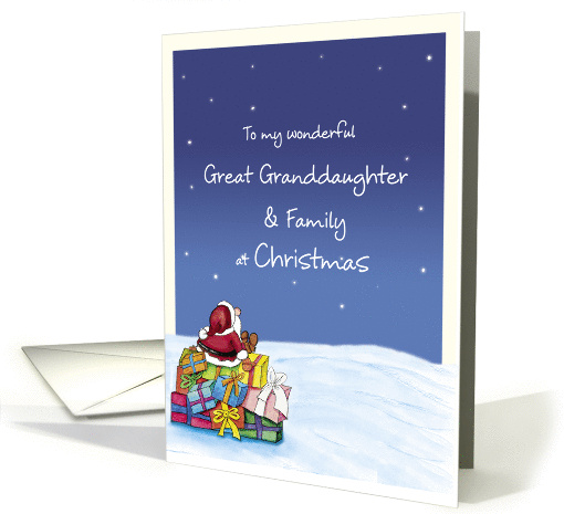 To my wonderful Great Granddaughter and Family at Christmas card