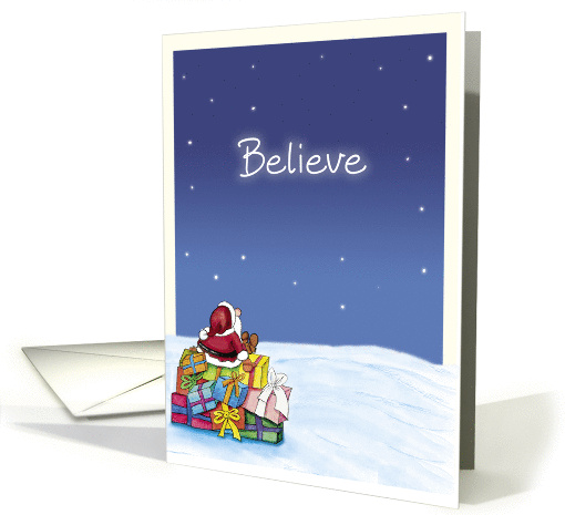Believe at Christmas Santa glaring at the stars card (930725)