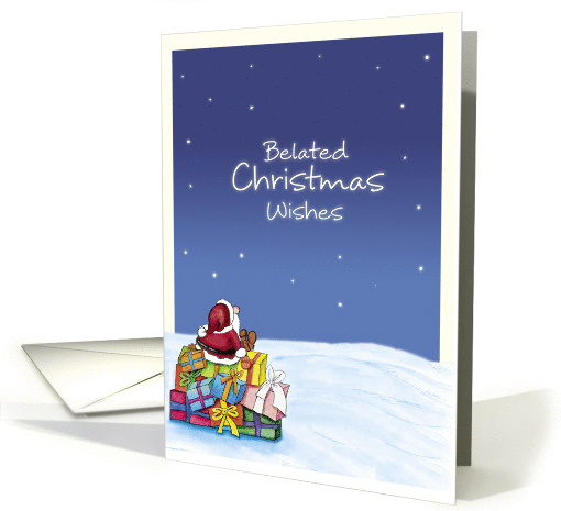 Belated Christmas Wishes - Santa gazing at the stars card (930728)