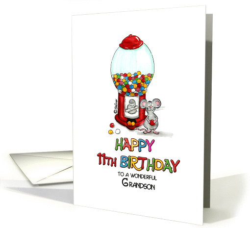 Happy Birthday 11th Birthday Grandson - Eleventh Birthday, 11 card
