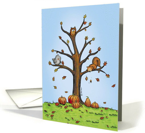 Happy Thanksgiving - Humorous Design with Pumpkins, Acorns - Fall card