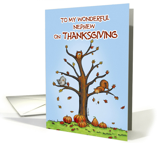 Happy Thanksgiving Nephew - Autumn Tree with Pumpkins card (931493)
