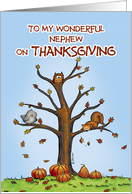 Happy Thanksgiving Nephew - Autumn Tree with Pumpkins card