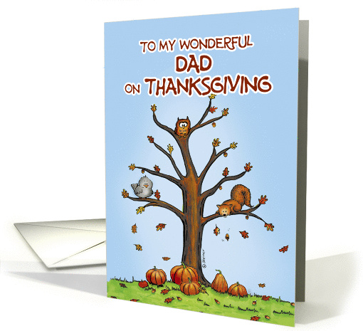 Happy Thanksgiving Dad - Autumn Tree with Pumpkins card (931494)