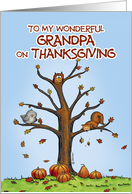 Happy Thanksgiving Grandpa - Autumn Tree with Pumpkins card