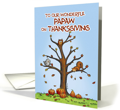 Happy Thanksgiving Papaw - Autumn Tree with Pumpkins card (931499)