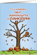 Happy Thanksgiving Great Granddaughter - Autumn Tree with Pumpkins card