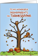 Happy Thanksgiving Grandparents - Autumn Tree with Pumpkins card