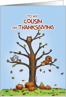 Happy Thanksgiving Cousin - Autumn Tree with Pumpkins card