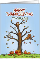 Happy Thanksgiving to our Boss , Group, Autumn Tree with Pumpkins card
