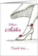 Sister - Thank you for being my Bridesmaid - Sketch of a High Heel card