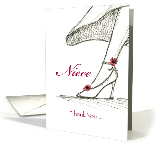 Niece - Thank you for being my Bridesmaid, Sketch High heel card
