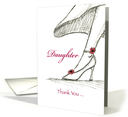 Daughter - Thank you for being my Bridesmaid, Sketch High heel card
