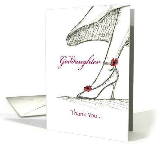 Goddaughter - Thank you for being my Bridesmaid, Sketch High heel card