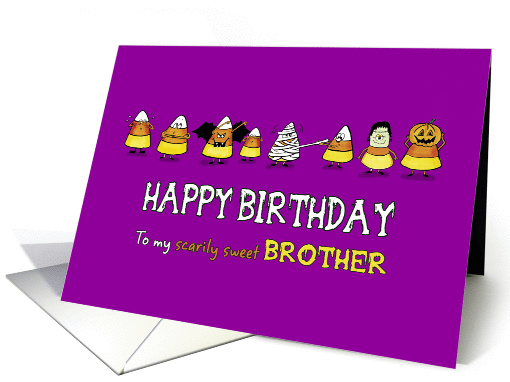 Humorous Halloween - Birthday for Brother - Candy Cone Parade card