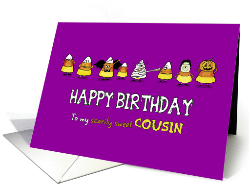 Humorous Halloween - Birthday for Cousin - Candy Cone Parade card