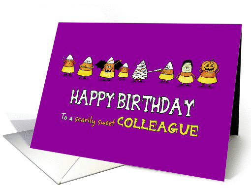 Humorous Halloween - Birthday for Colleague - Candy Cone Parade card
