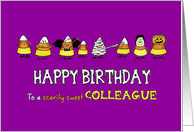 Humorous Halloween - Birthday for Colleague - Candy Cone Parade card