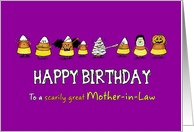 Humorous Halloween - Birthday for Mother-in-Law - Candy Cone Parade card