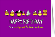 Humorous Halloween - Birthday for Father-in-Law - Candy Cone Parade card