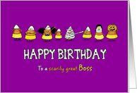Humorous Halloween - Birthday for Boss - Candy Cone Parade card