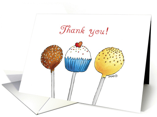 Thank you - Three Cake Pops on Sticks card (942422)
