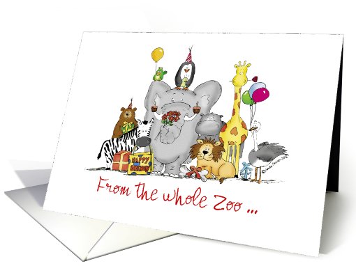 Personalize this Happy Birthday from group - Zoo Animals card (945265)