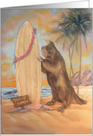 Surf’s Up, Beaver With Surfboard card