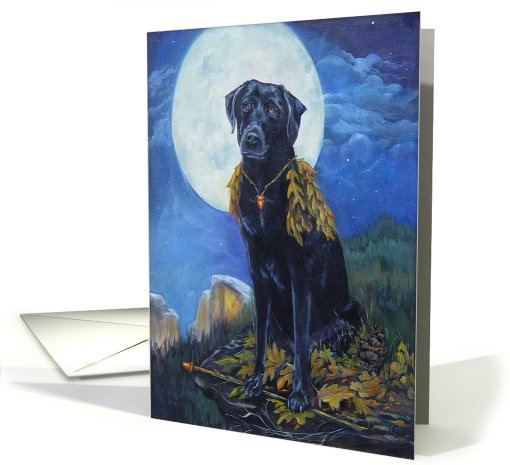 Black Labrador with Full Moon in Yosemite card (650581)