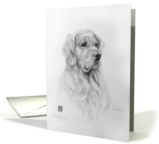 Golden Retriever Black and White Art card (650582)
