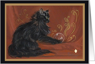 Black Cat, Crystal Ball,Red, Gold card