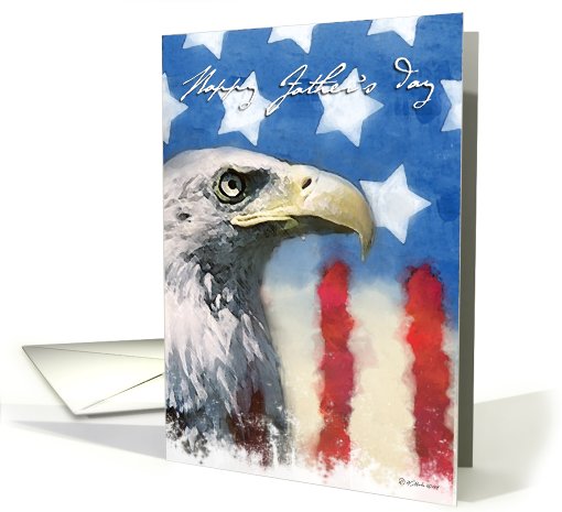 Father's Day, Eagle & American Flag card (640078)