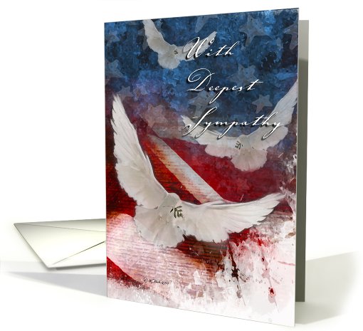 Sympathy Card - Troop Support, Three Doves & American Flag card